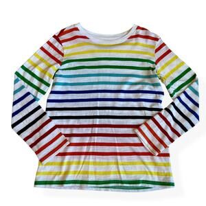 Primary Rainbow Stripe Long Sleeve CottonTee 8-9 Girls